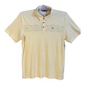 Travis Mathew Polo Shirt Mens 2XL Pastel Yellow Pima Cotton Golf Preppy Logo
